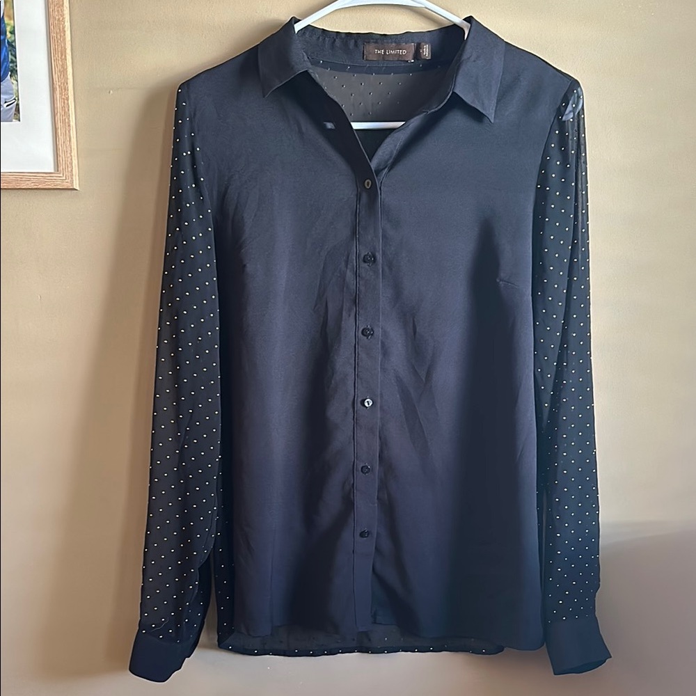 The Limited Black Sheer Backed Long Sleeve Blouse